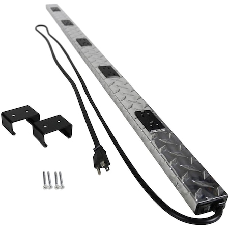 Wiremold Power Strip, Surge, 6 ft., Silver PM48TC